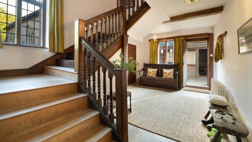 The entrance hall at Norbury Manor, Derbyshire